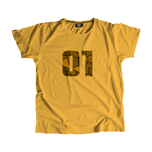 01 Number Men Women Unisex T-Shirt (Golden Yellow)