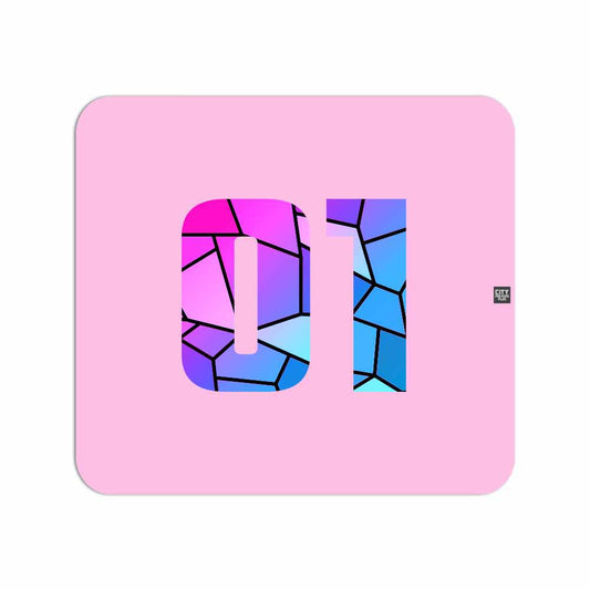 01 Number Mouse pad (Light Pink)