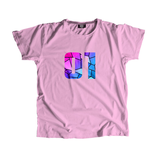 01 Number Men Women Unisex T-Shirt (Light Pink)