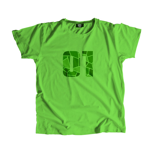 01 Number Men Women Unisex T-Shirt (Liril Green)