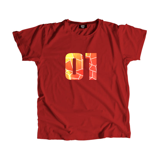 01 Number Men Women Unisex T-Shirt (Red)