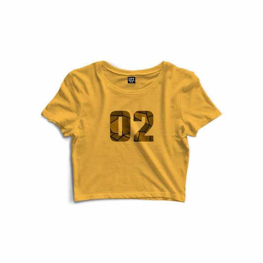 02 Number Women Crop Tops (Golden Yellow)