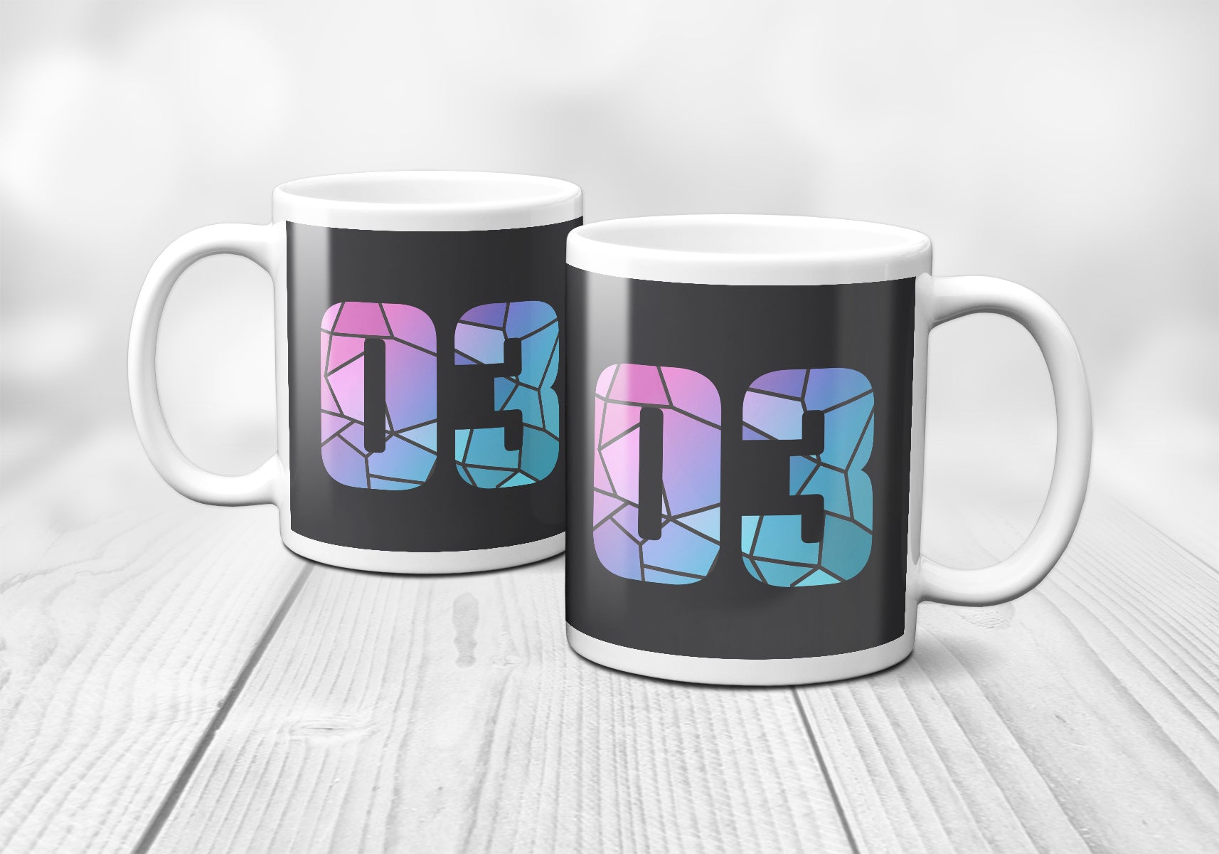 03 Number Mug (Charcoal Grey)