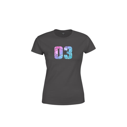 03 Number Women's T-Shirt (Charcoal Grey)