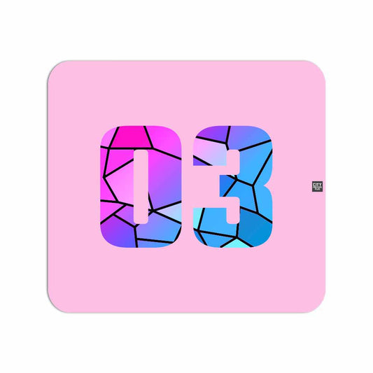 03 Number Mouse pad (Light Pink)