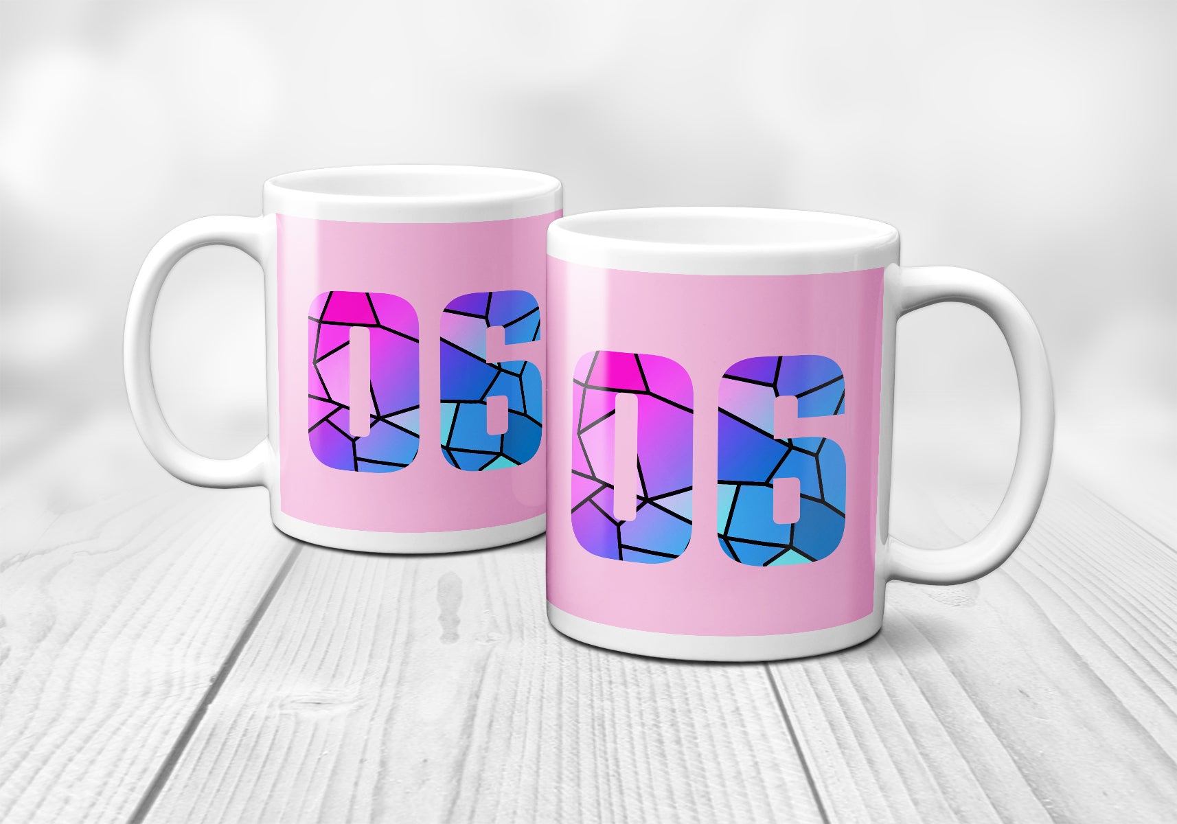 06 Number Mug (Light Pink)