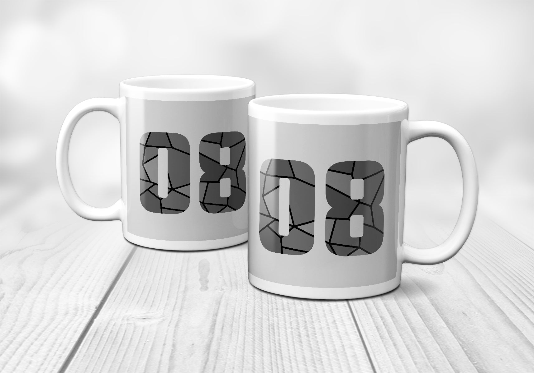 08 Number Mug (Melange Grey)