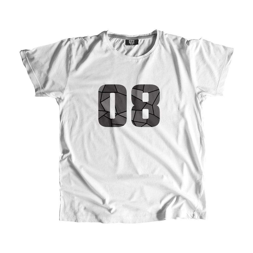 08 Number Men Women Unisex T-Shirt (White)