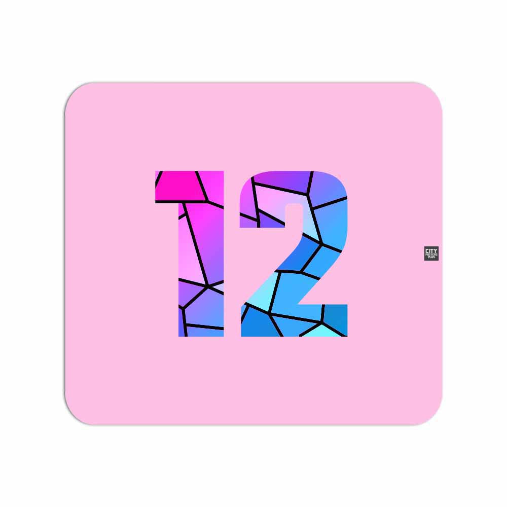 12 Number Mouse pad (Light Pink)