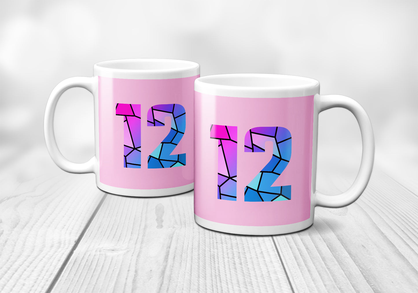 12 Number Mug (Light Pink)