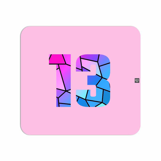 13 Number Mouse pad (Light Pink)