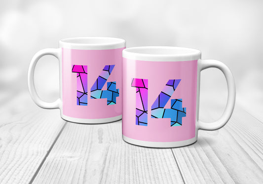 14 Number Mug (Light Pink)