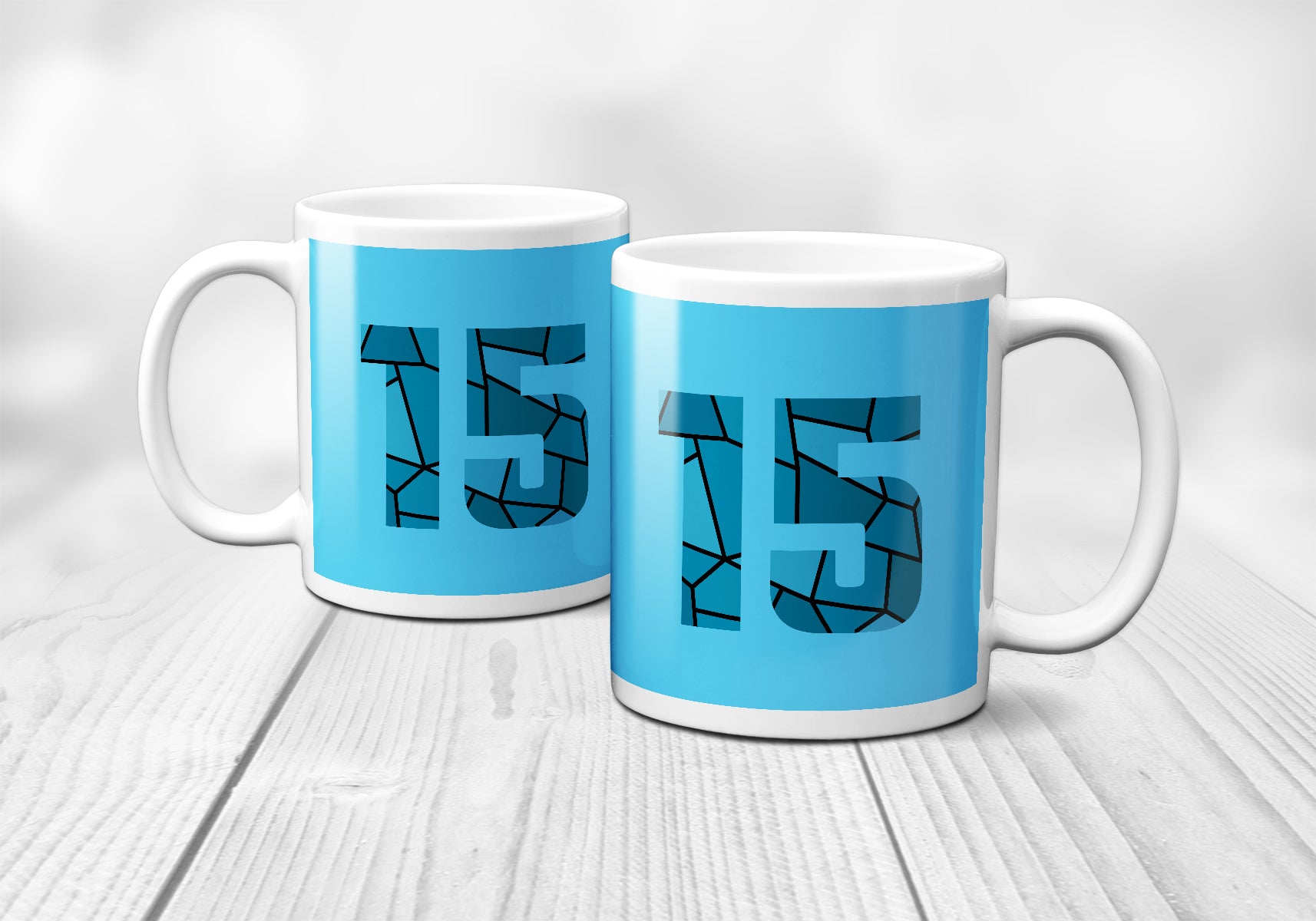 15 Number Mug (Sky Blue)