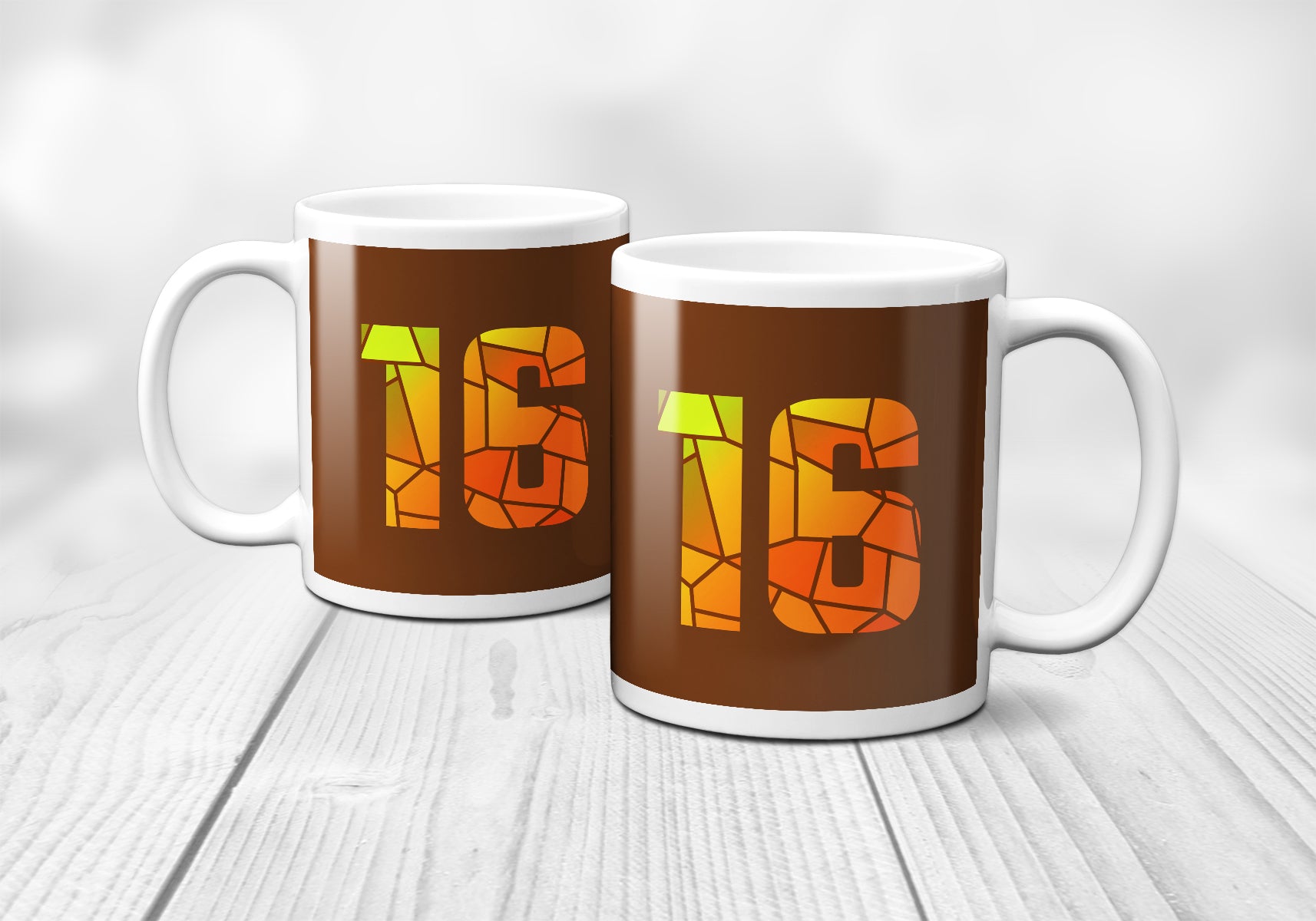 16 Number Mug (Brown)