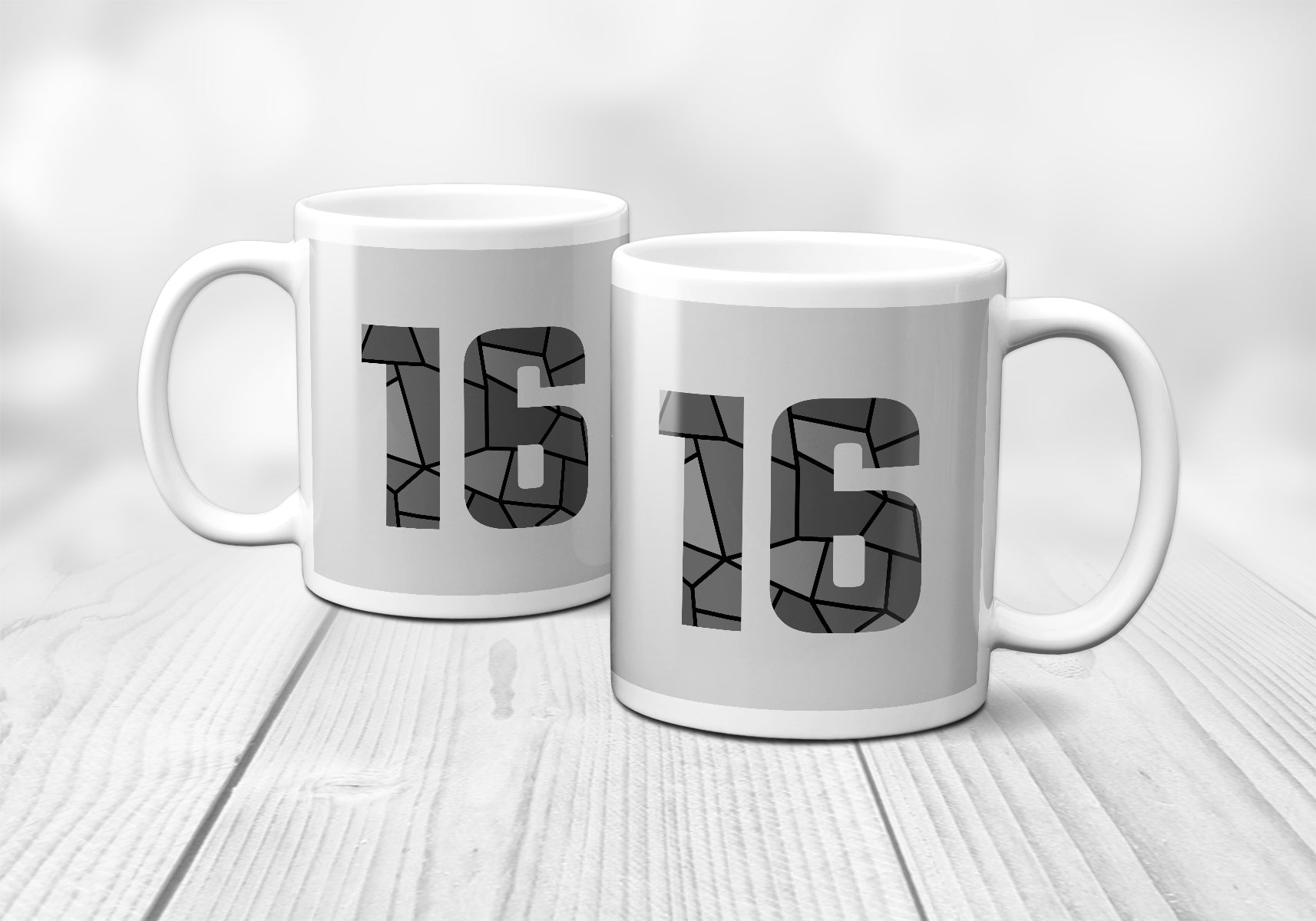 16 Number Mug (Melange Grey)