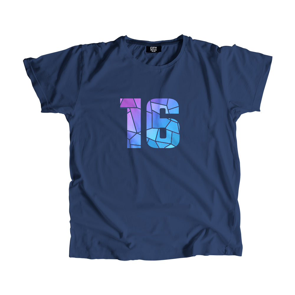 16 Number Men Women Unisex T-Shirt (Navy Blue)