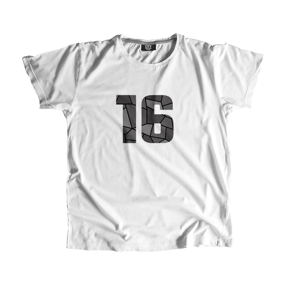 16 Number Men Women Unisex T-Shirt (White)