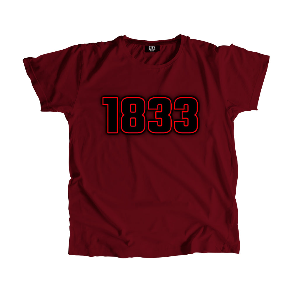 1833 Year Men Women Unisex T-Shirt (Maroon)