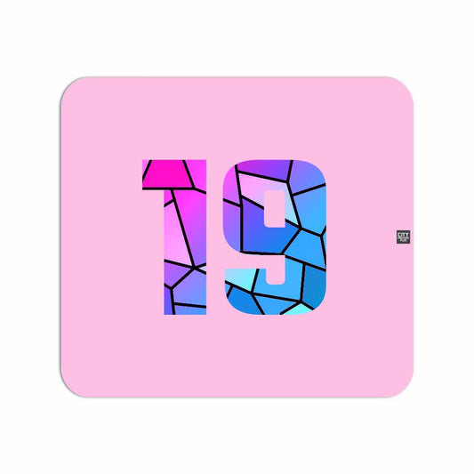 19 Number Mouse pad (Light Pink)