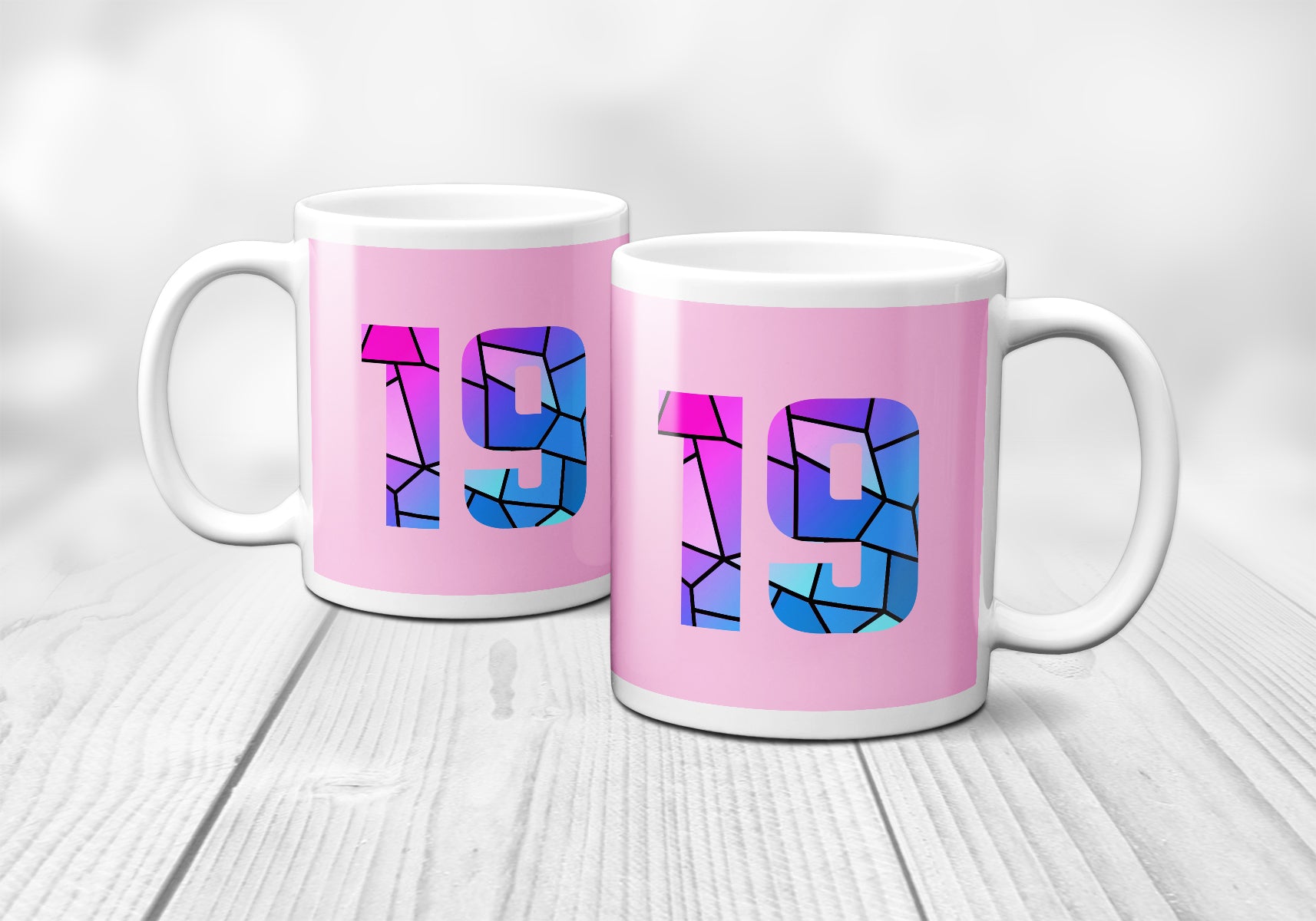 19 Number Mug (Light Pink)