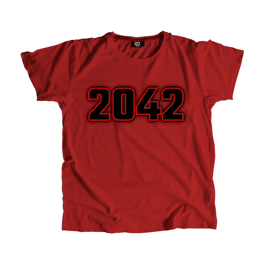 2042 Year Men Women Unisex T-Shirt (Red)