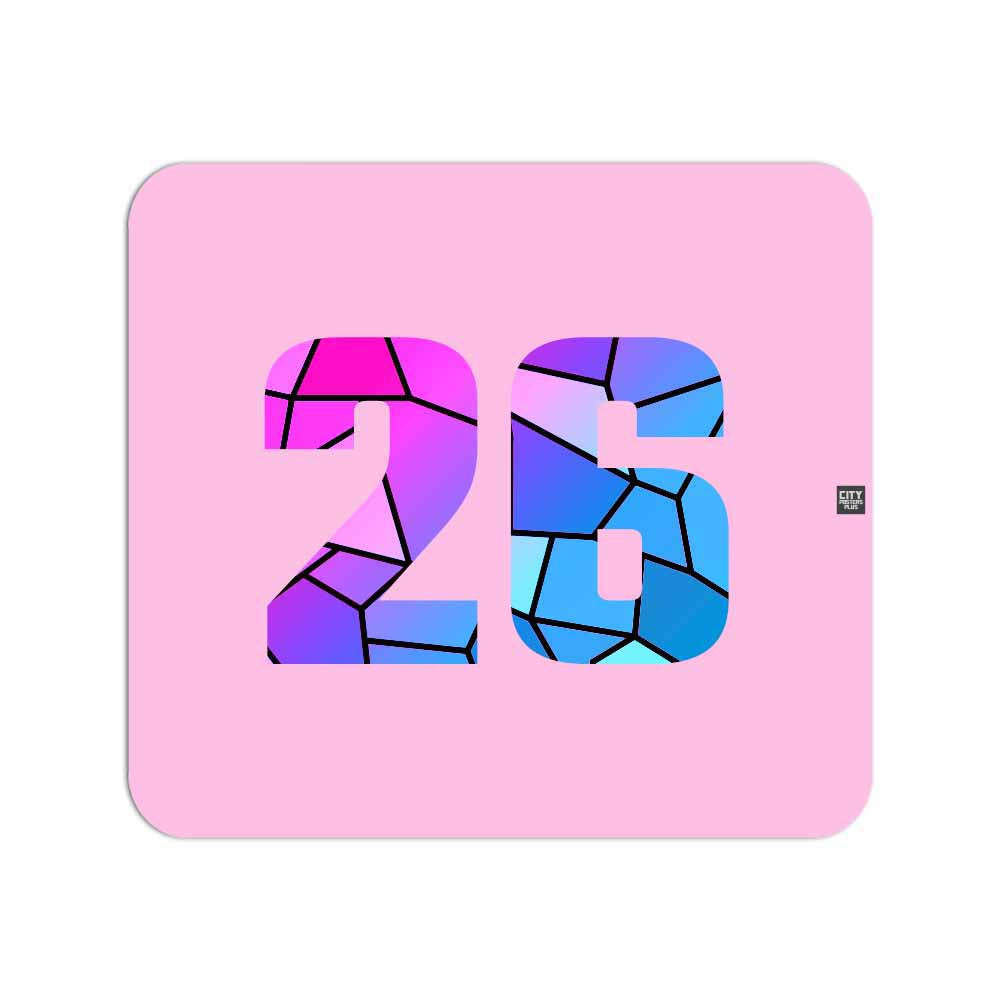 26 Number Mouse pad (Light Pink)