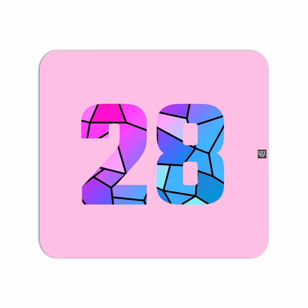 28 Number Mouse pad (Light Pink)