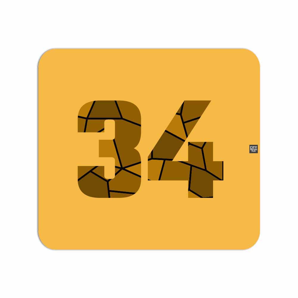 34 Number Mouse pad (Golden Yellow)