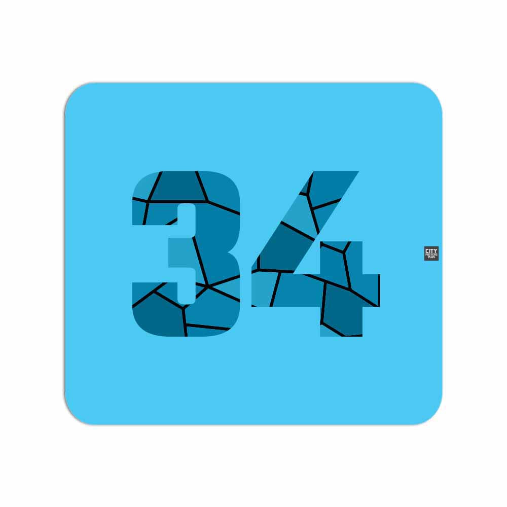 34 Number Mouse pad (Sky Blue)