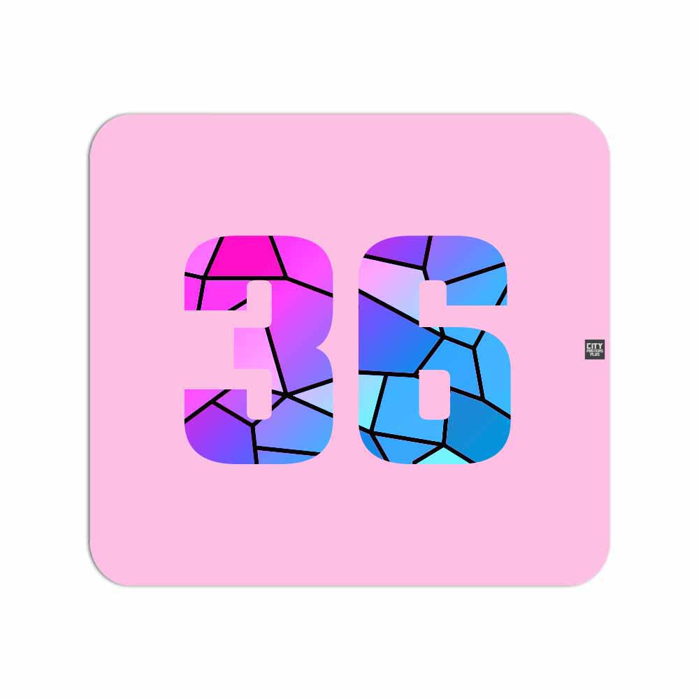 36 Number Mouse pad (Light Pink)