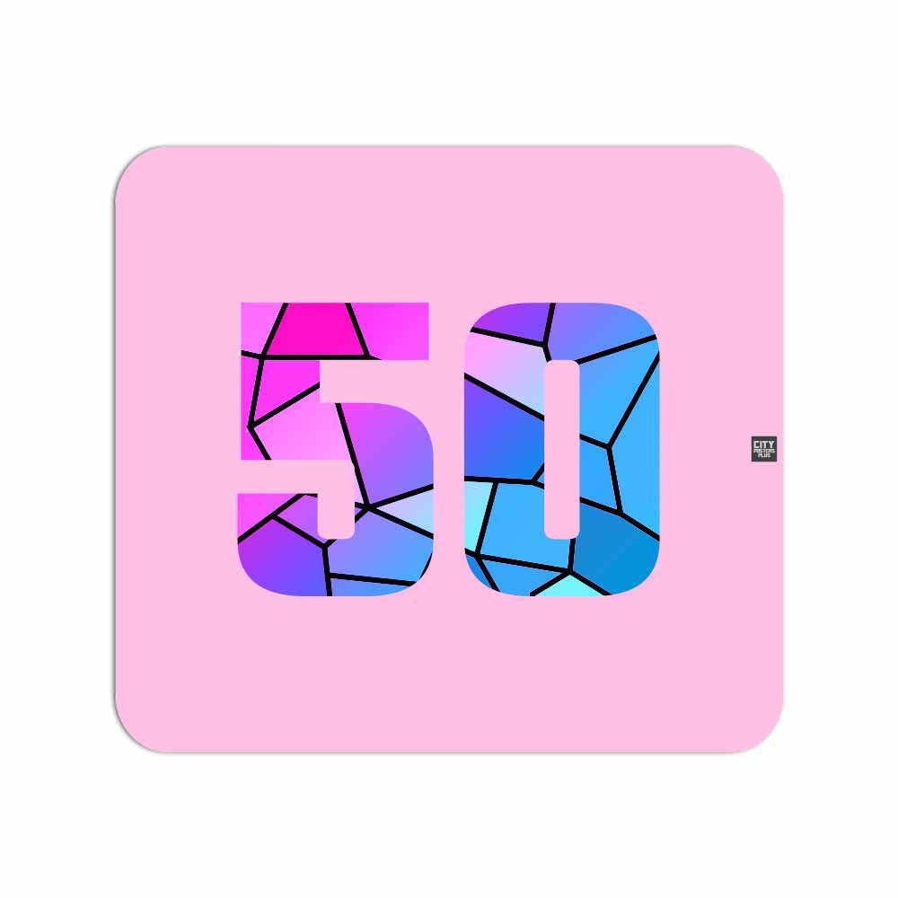 50 Number Mouse pad (Light Pink)