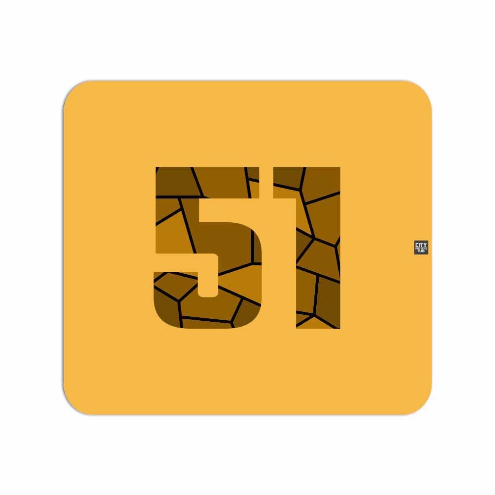 51 Number Mouse pad (Golden Yellow)