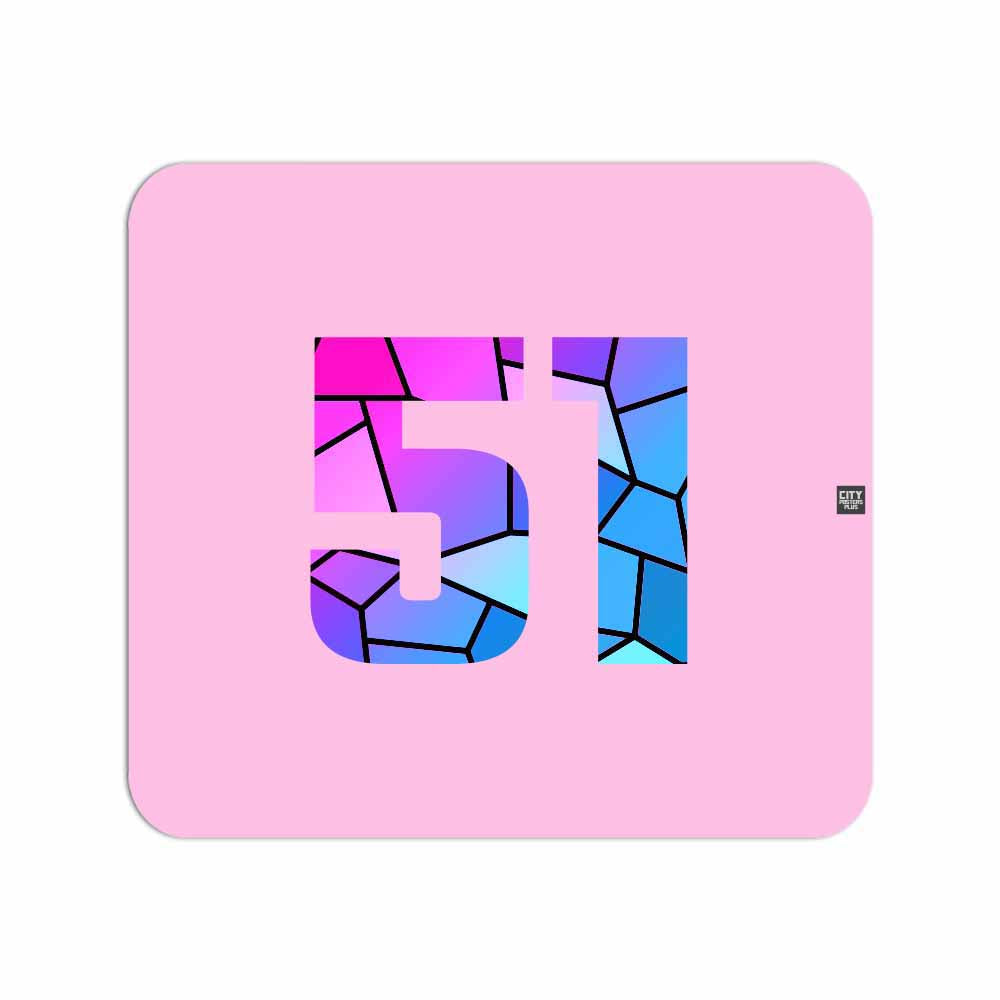 51 Number Mouse pad (Light Pink)