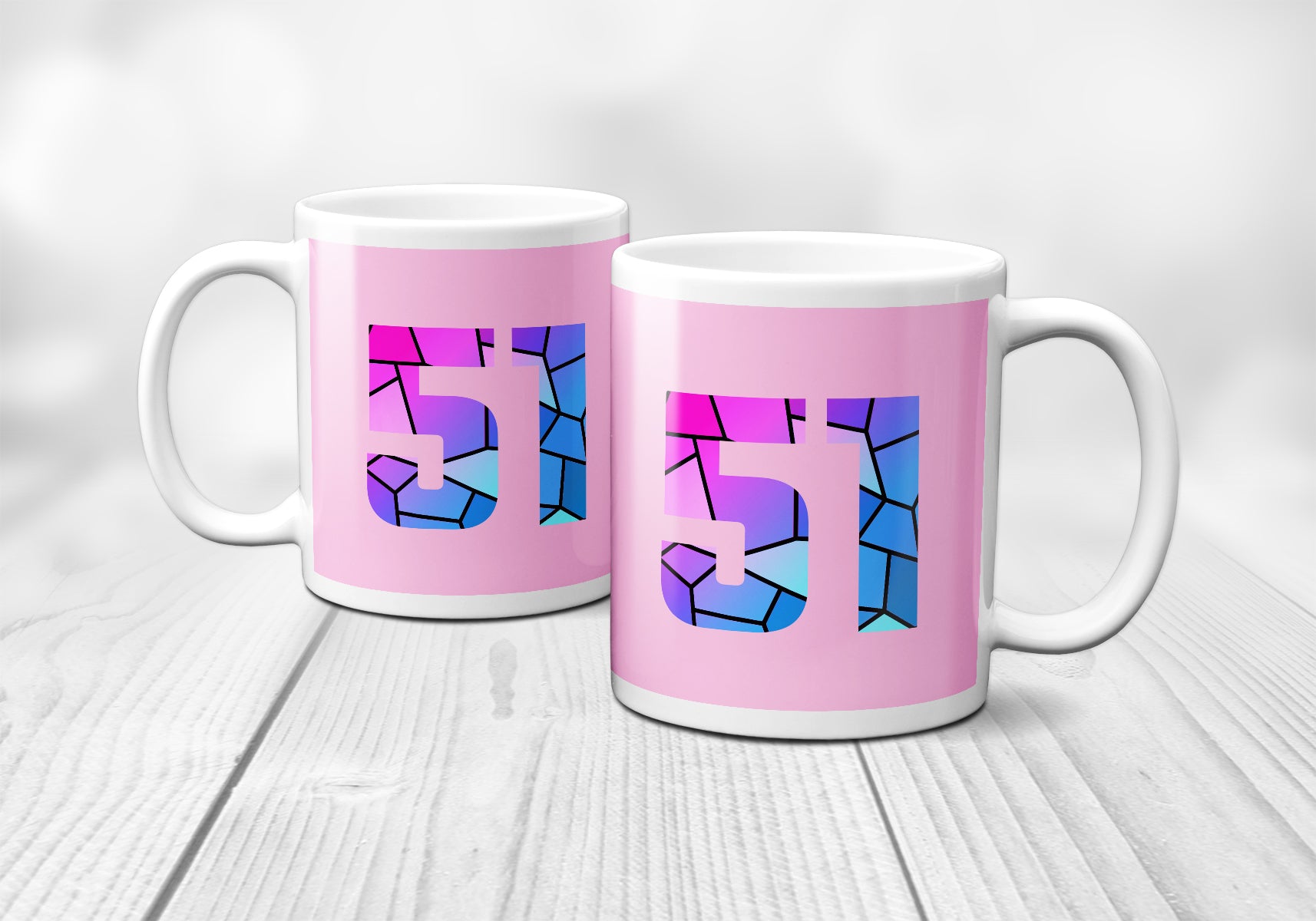 51 Number Mug (Light Pink)