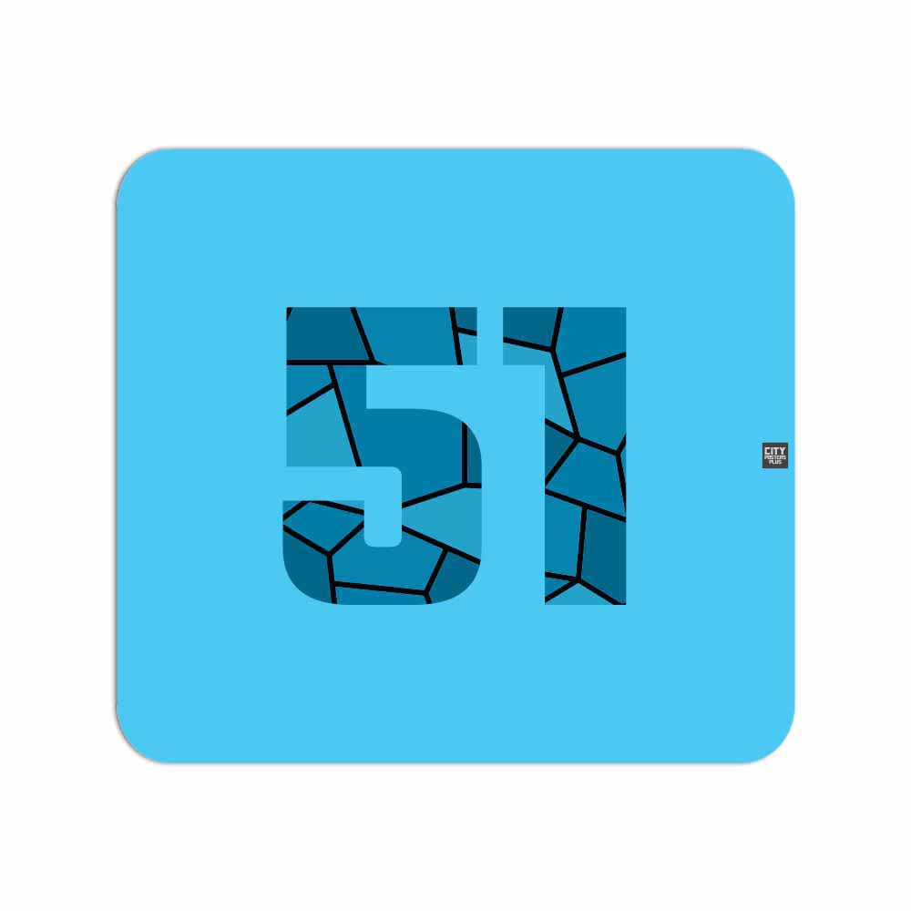 51 Number Mouse pad (Sky Blue)