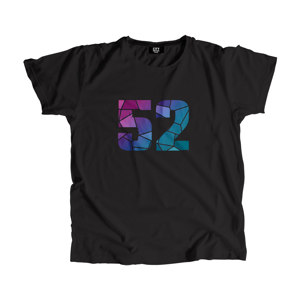 52 Number Men Women Unisex T-Shirt (Black)
