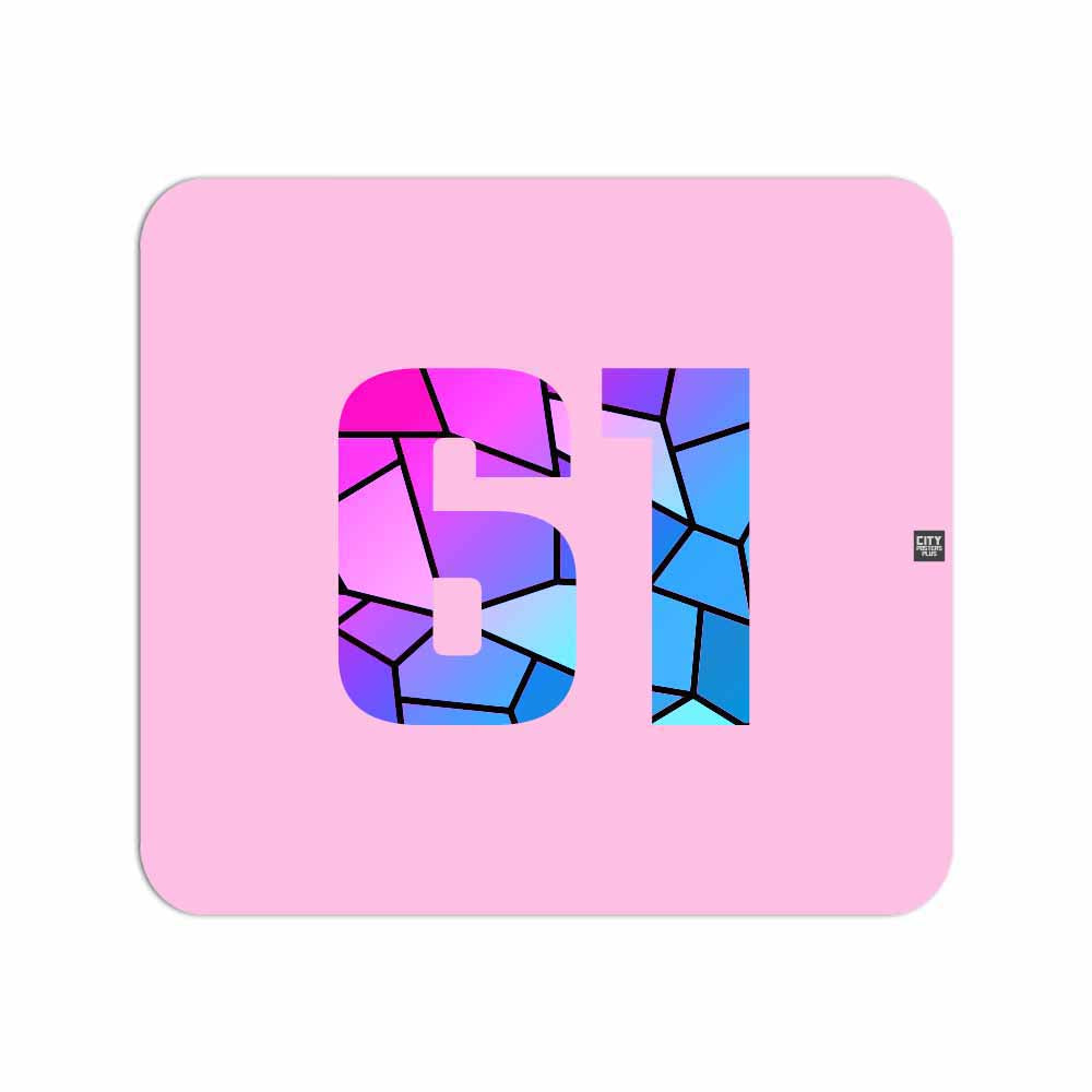 61 Number Mouse pad (Light Pink)