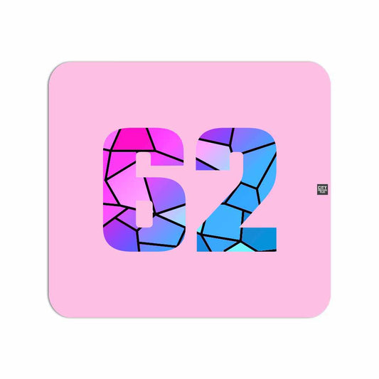 62 Number Mouse pad (Light Pink)