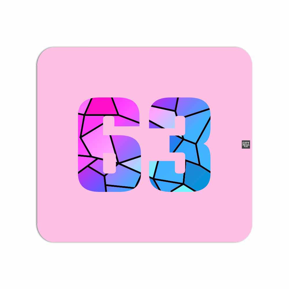 63 Number Mouse pad (Light Pink)