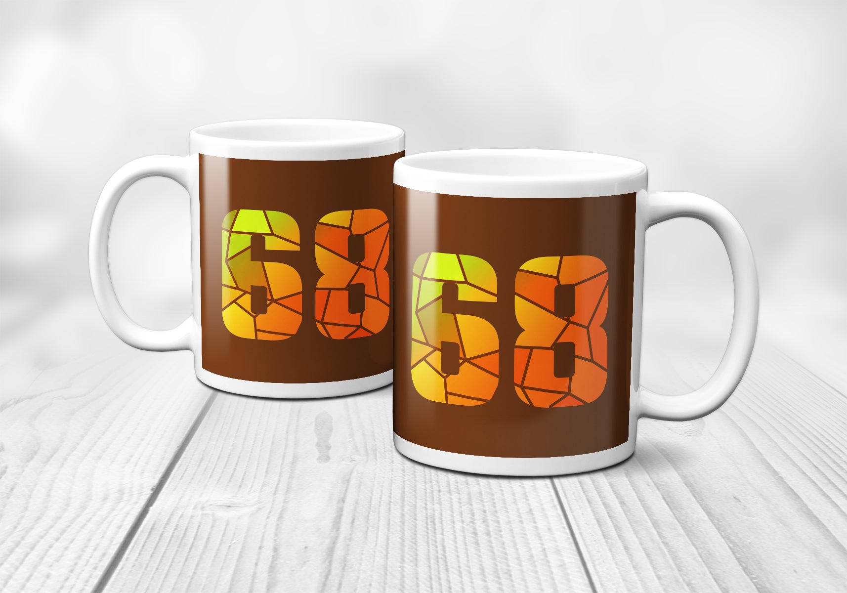 68 Number Mug (Brown)