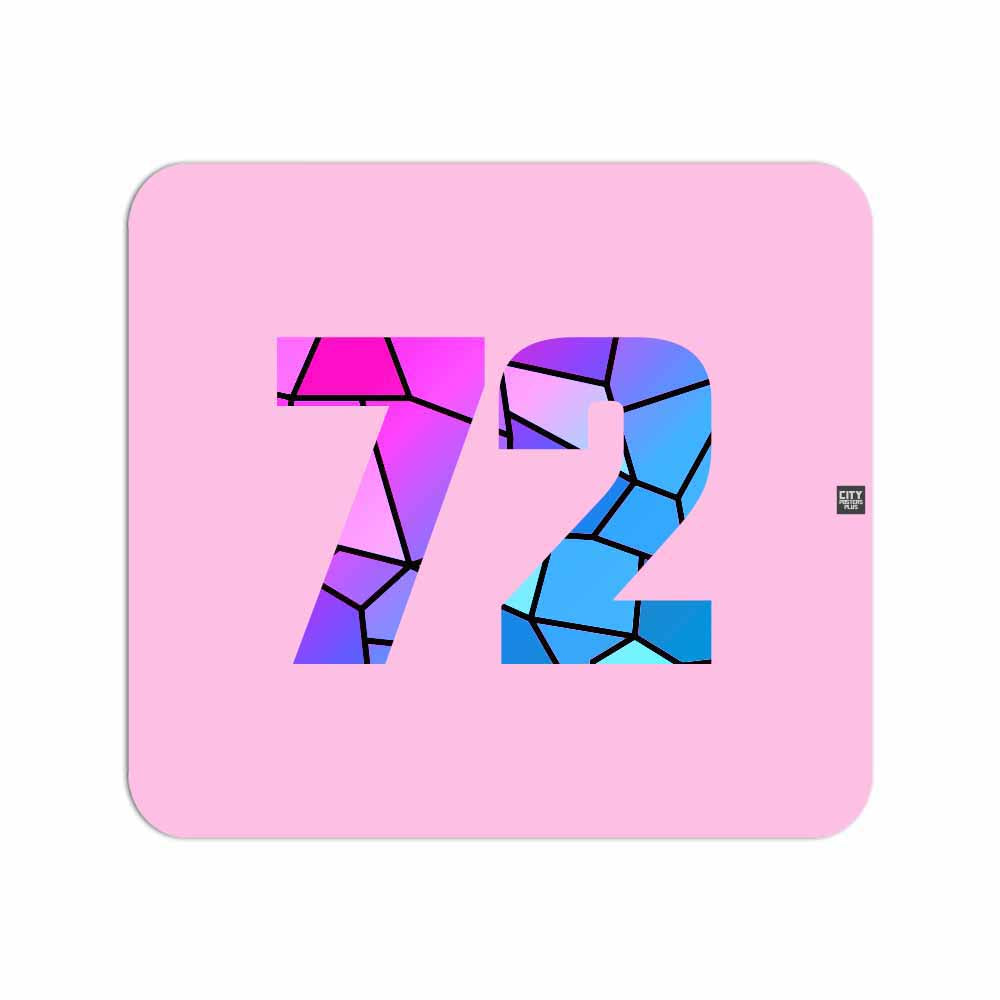 72 Number Mouse pad (Light Pink)