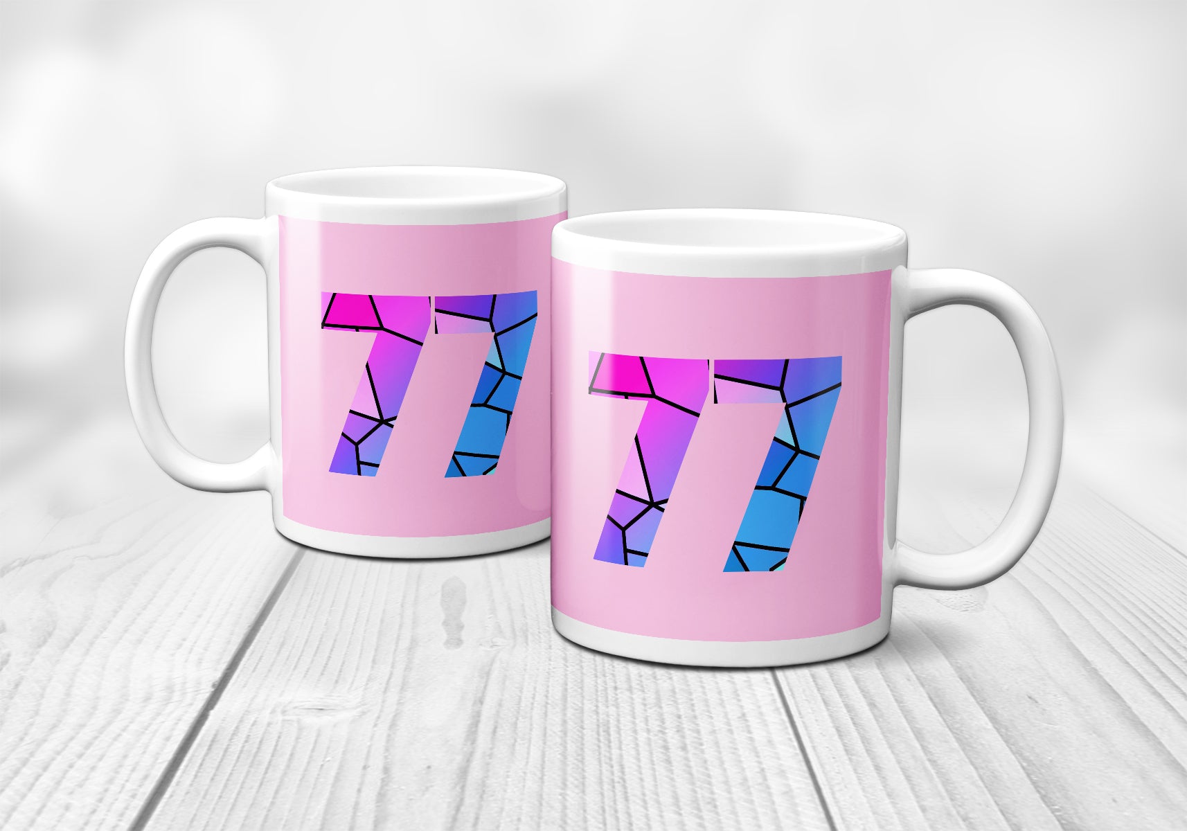 77 Number Mug (Light Pink)