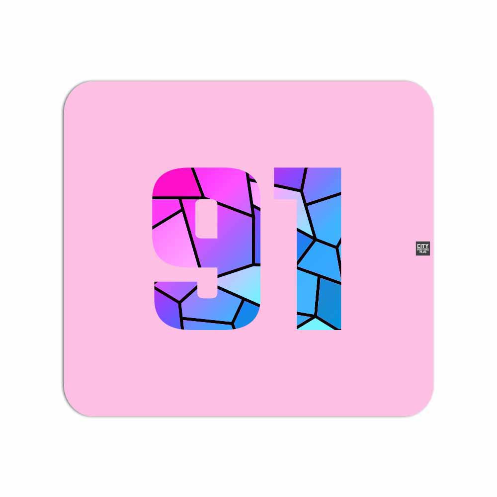 91 Number Mouse pad (Light Pink)