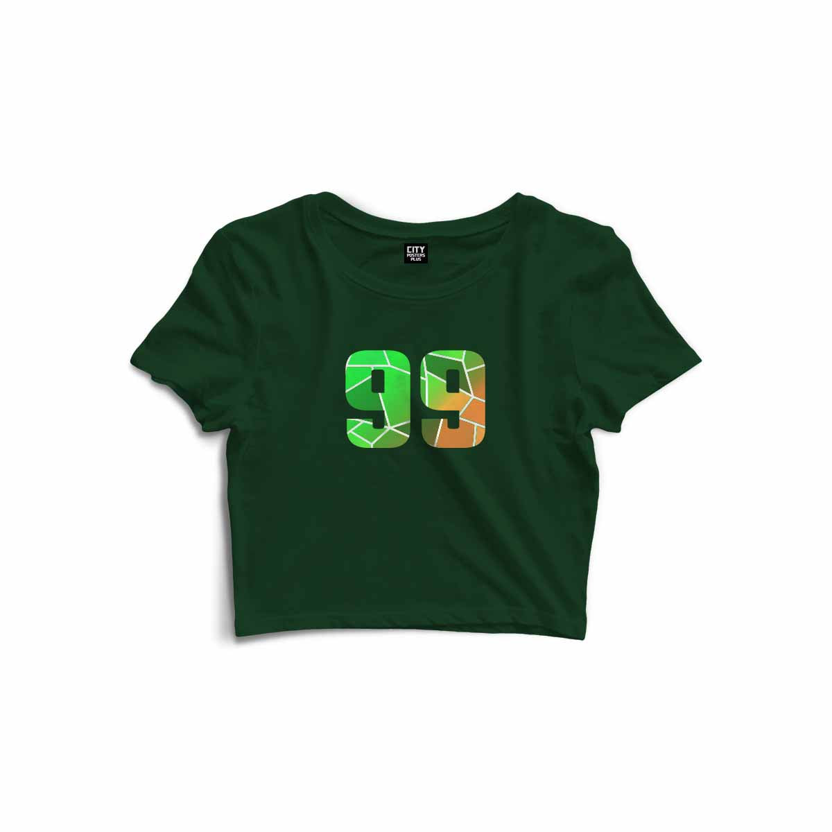99 Number Women Crop Tops (Olive Green)