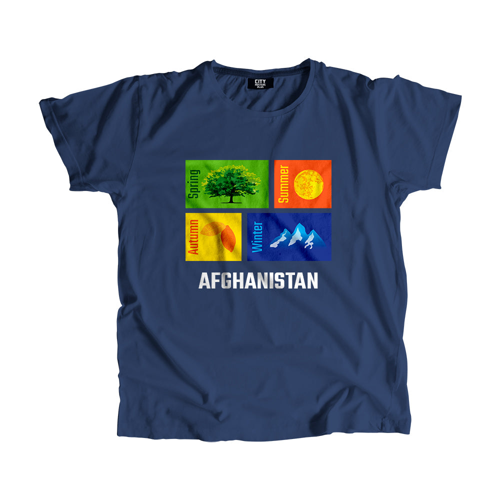 AFGHANISTAN Seasons Unisex T-Shirt (Navy Blue)