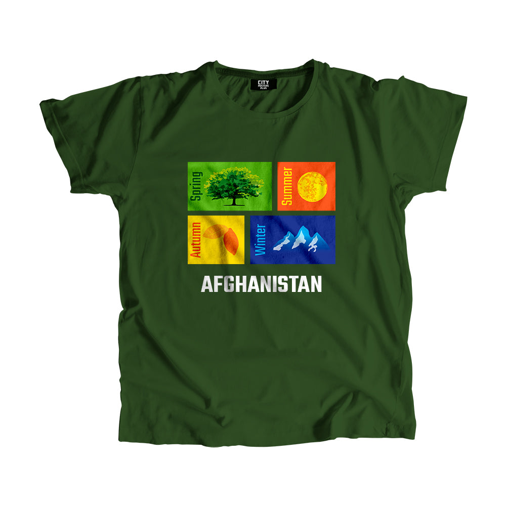 AFGHANISTAN Seasons Unisex T-Shirt (Olive Green)