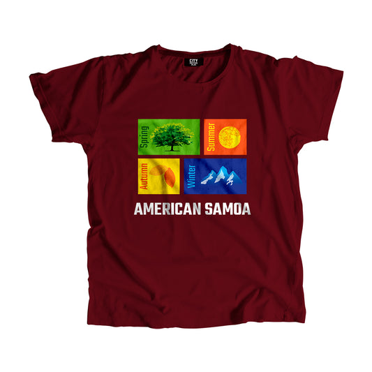 AMERICAN SAMOA Seasons Unisex T-Shirt (Maroon)