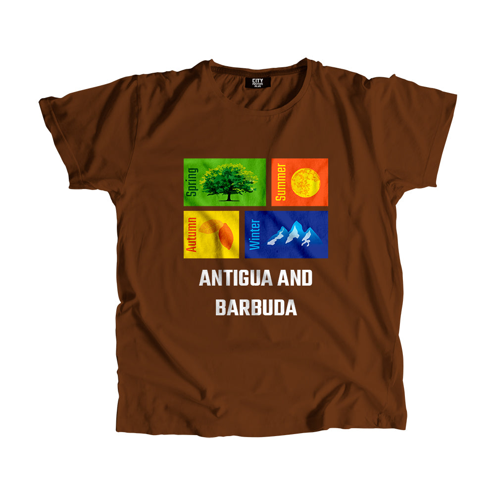 ANTIGUA AND BARBUDA Seasons Unisex T-Shirt (Brown)