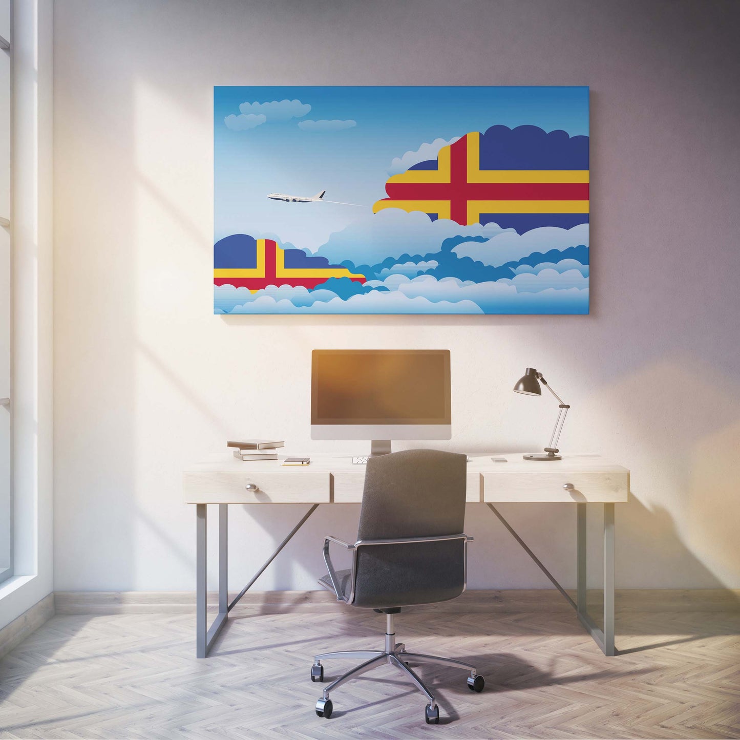 Aland Flags Day Clouds Canvas Print Framed