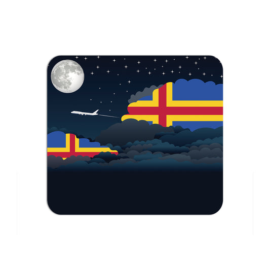 Aland Flag Night Clouds Mouse pad 